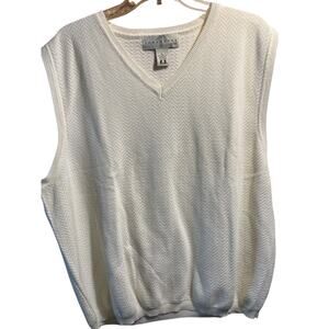 Vintage Consensus Sportswear Golf Sweater Vest Men’s XL White Cotton Pullover